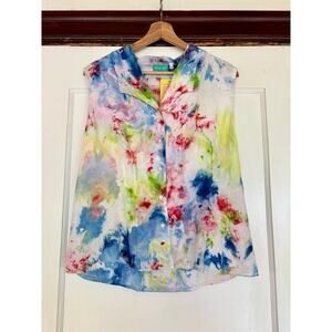 Chloe Cox Upcycled / Handmade Tie Dye Sleeveless Linen Tank - Size Medium, NWT